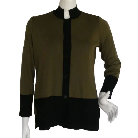 2pc EXCLUSIVELY MISOOK Sweater Set, XS, Green/Black, Acrylic, Top & Cardigan - Picture 11 of 15